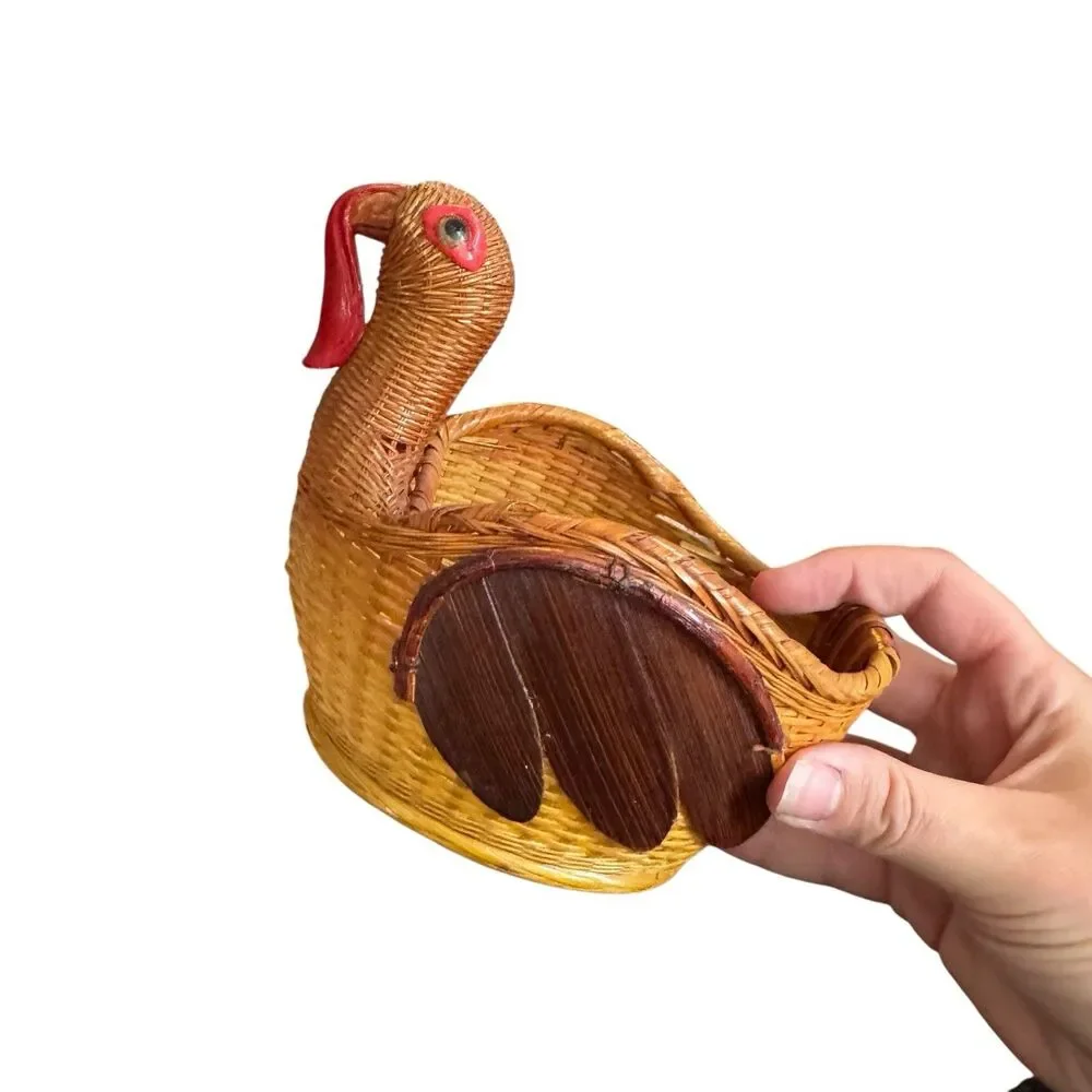 Set 3 Vintage Turkey Baskets‎ Wicker Rattan Small, Medium And Large